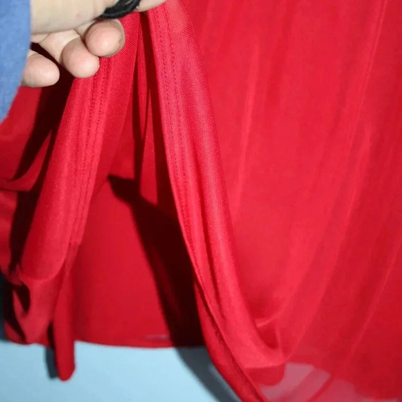 ANNALEE + HOPE Made in the USA Swing Dress Pearl Mock Neck Sleeveless Red XL - Picture 7 of 15